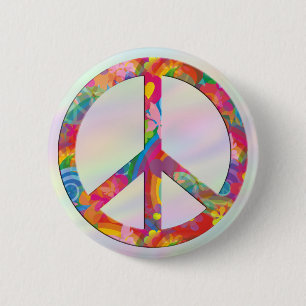 Blume Power Frieden   Pastell Button
