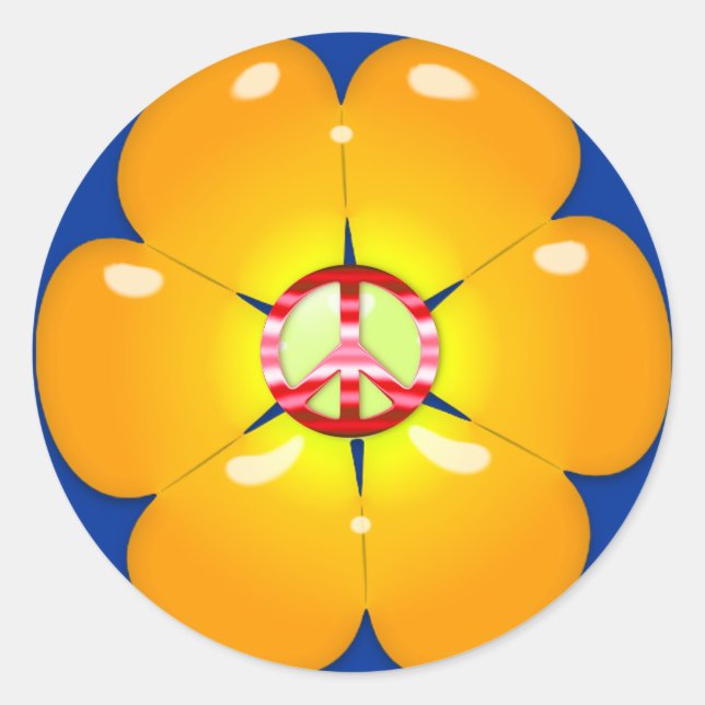 Blume Power Friedenszeichen Runder Aufkleber (Vorderseite)