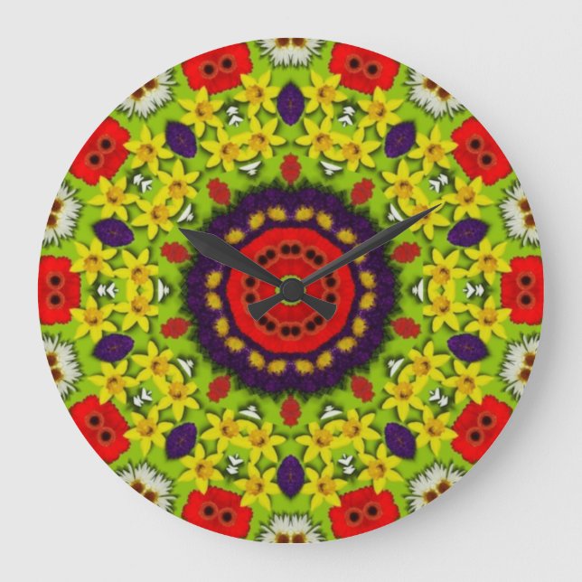 Blume Power Große Wanduhr (Vorderseite)