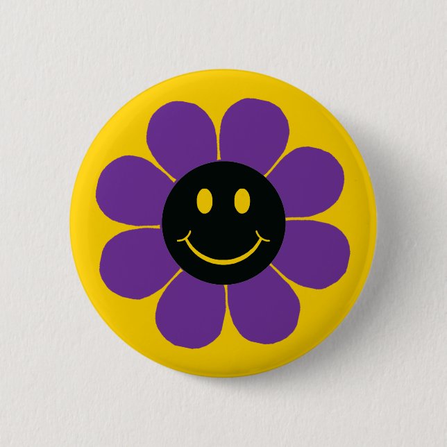 Blume Power Happy Face Button (Vorderseite)