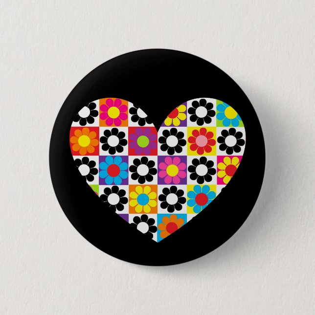 Blume Power Herz Button (Vorderseite)