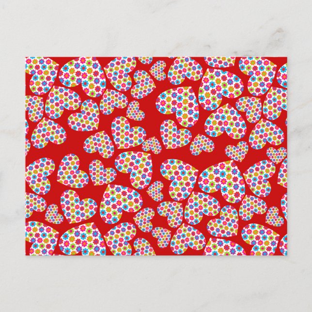 Blume Power Herz Postkarte (Vorderseite)