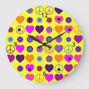 Blume Power HerzfriedenPattern + Ihr Backgr. Große Wanduhr