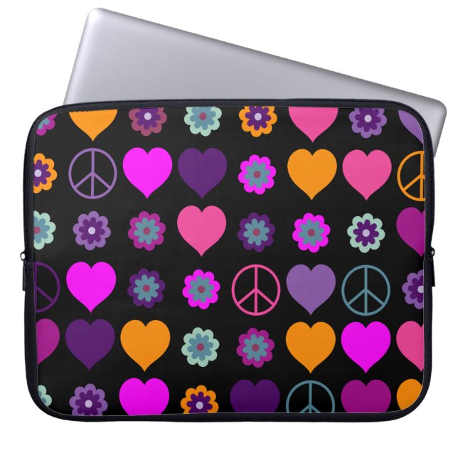 Blume Power HerzfriedenPattern + Ihr Backgr. Laptopschutzhülle (Vorderseite)