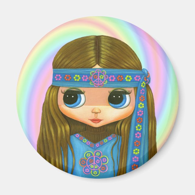 Blume Power Hippie Doll Magnet (Vorne)