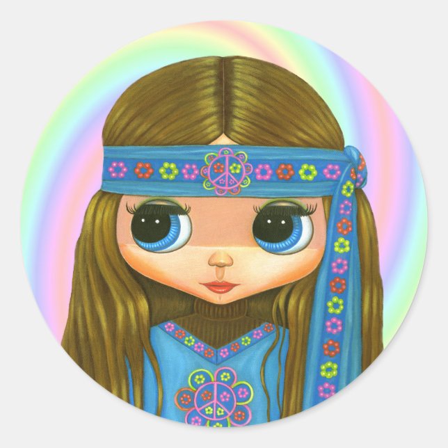 Blume Power Hippie Doll Sticker (Vorderseite)