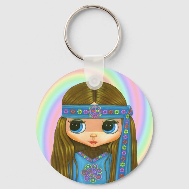 Blume Power Hippie Schlüsselanhänger (Vorderseite)