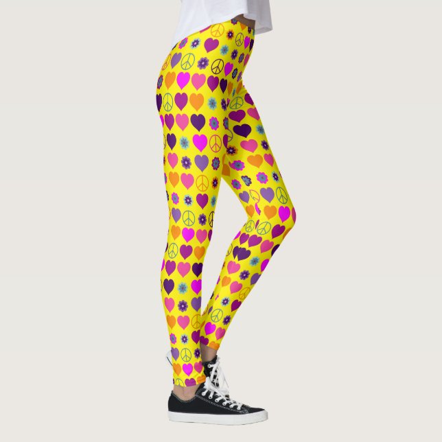 Blume Power hört Friedensblutmuster Leggings (Rechts)