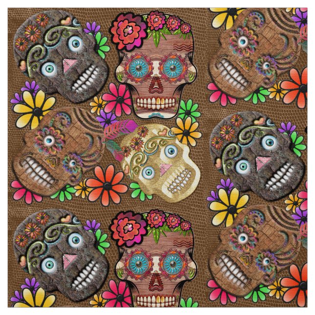 Blume Power Mexican Sugar Skulls Stoff (Muster)