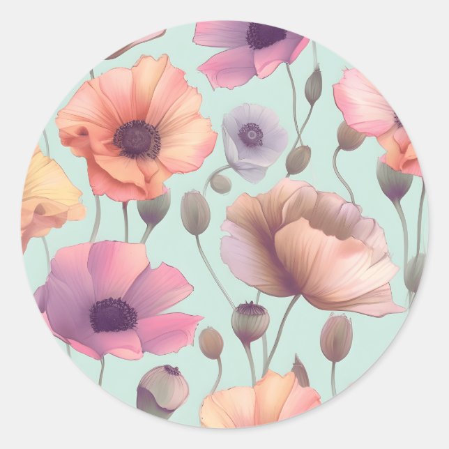 Blume Power mit Pastellmotiven Runder Aufkleber (Vorderseite)