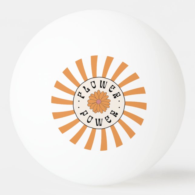 Blume Power mit Psychedelic Orange Rays Tischtennisball (Vorderseite)