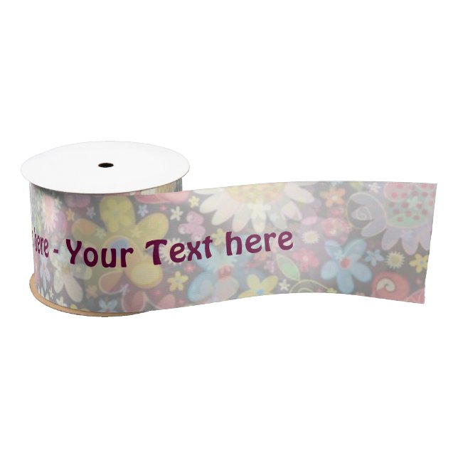 Blume Power Muster Licht II + Ihr Text Satinband (Spule)