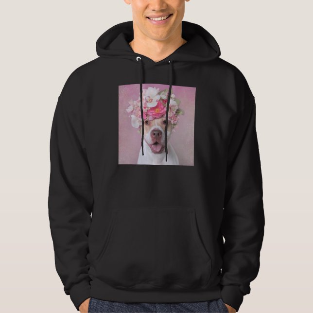 Blume Power Niedlich Pitbull Hoodie (Vorderseite)