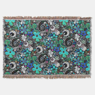 BLUME POWER OCEAN BLUE Muster + Ihre Idee Decke