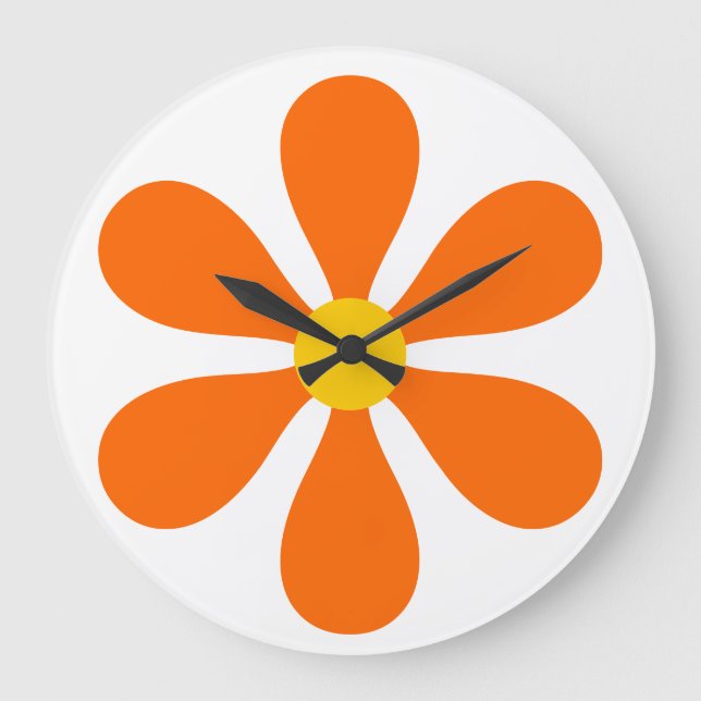 Blume Power - orange Große Wanduhr (Vorderseite)