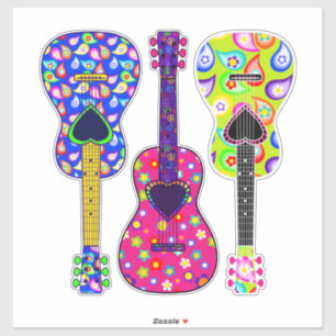 Blume Power   Painted Guitars   Boho Hippie Aufkleber