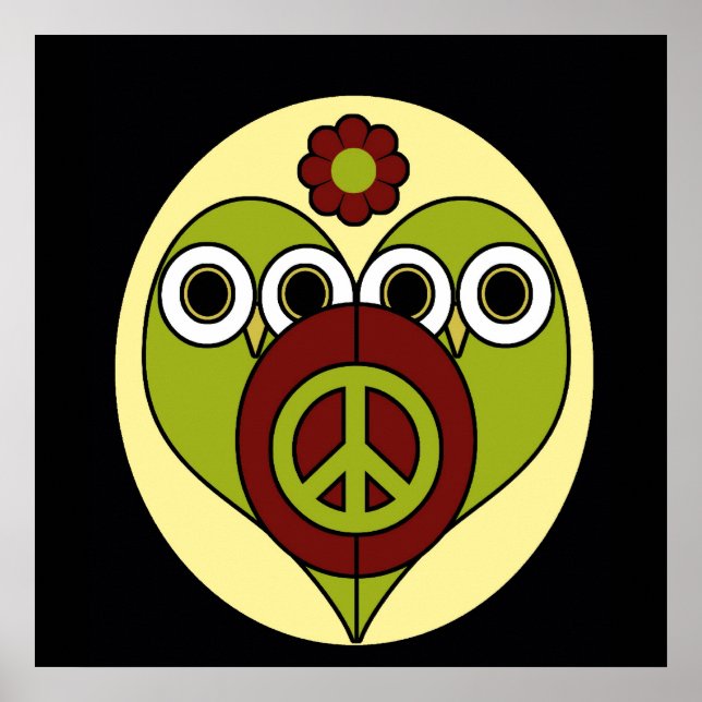 Blume Power Peace Owls Poster (Vorne)