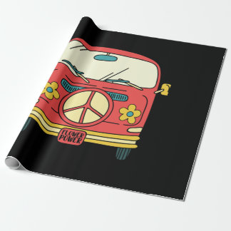 Blume Power Peace Sign Vintag Microbus Van Geschenkpapier