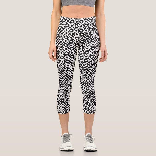 Blume-Power-Quadrate Capri Leggings (Vorderseite)