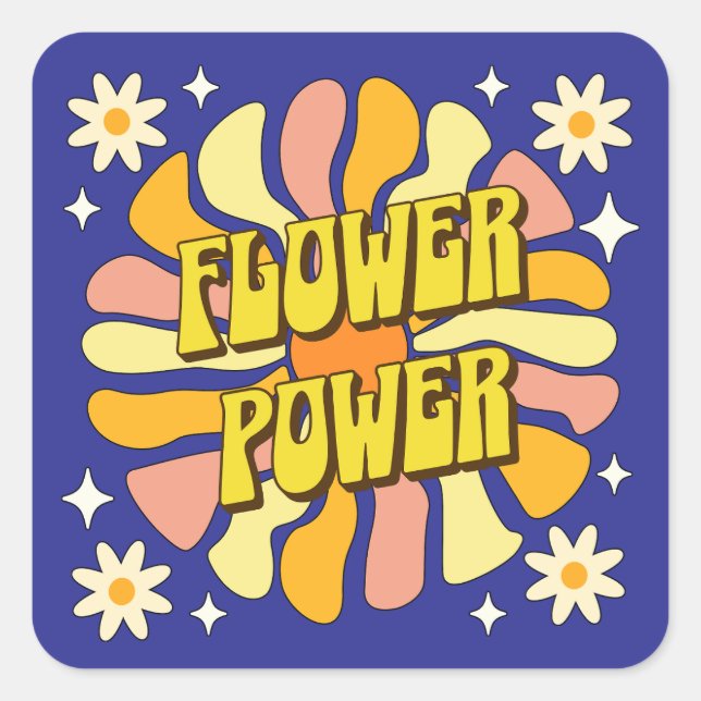 Blume Power Quadratischer Aufkleber (Vorderseite)
