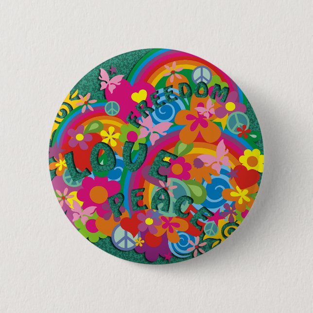Blume Power Rainbow Button (Vorderseite)