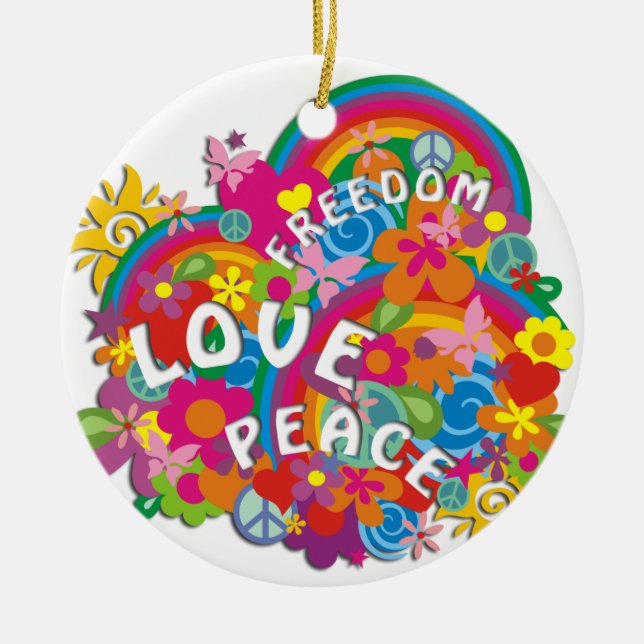 Blume Power Rainbow Keramikornament (Vorne)