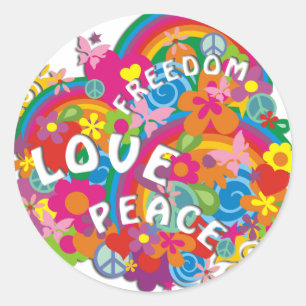 Blume Power Rainbow Runder Aufkleber
