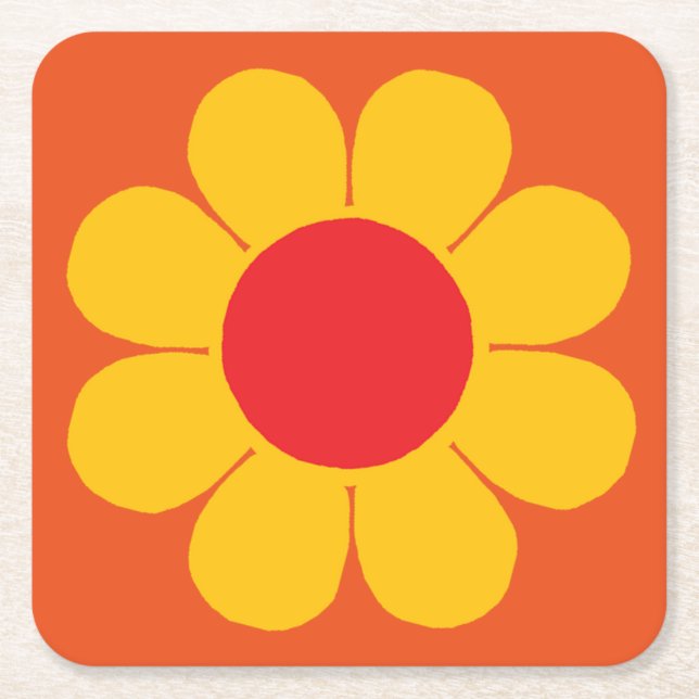Blume Power Rechteckiger Pappuntersetzer (Vorderseite)