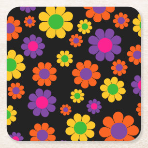 Blume Power Rechteckiger Pappuntersetzer