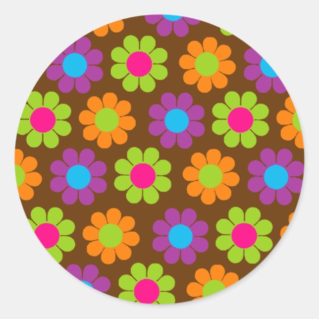 Blume Power Runder Aufkleber (Vorderseite)
