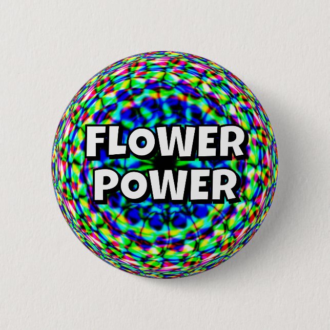 BLUME POWER (Sie können die Wörter ändern) Button (Vorderseite)