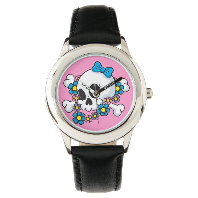 Blume Power Skull Armbanduhr (Vorderseite)