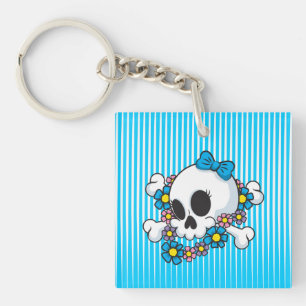 Blume Power Skull Schlüsselanhänger