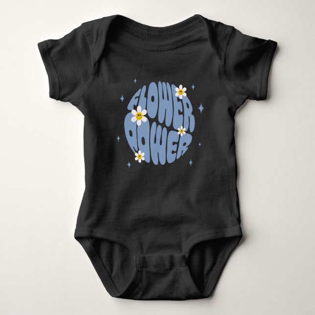 Blume Power Slogan Baby Strampler (Vorderseite)