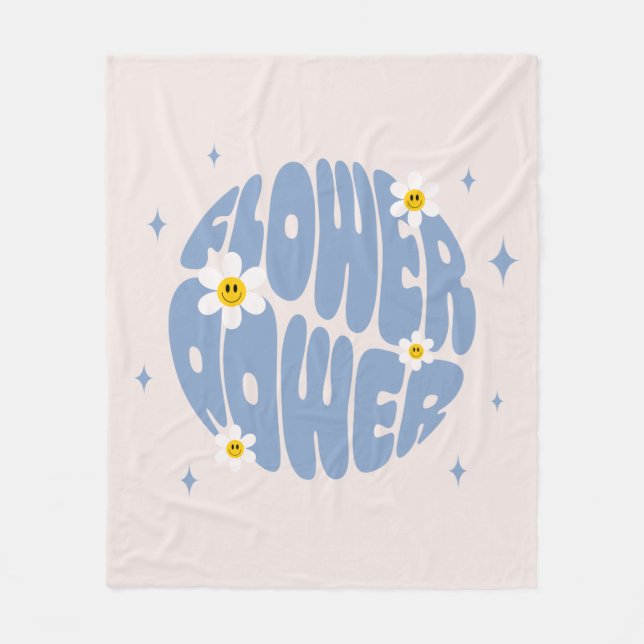 Blume Power Slogan Fleecedecke (Vorderseite)