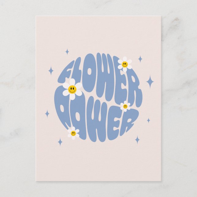 Blume Power Slogan Postkarte (Vorderseite)