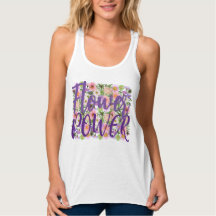 Blume Power Tank oben weiß/lila boho Haltung