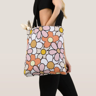 Blume Power Tote Tasche   Retro 70er Groovy Floral
