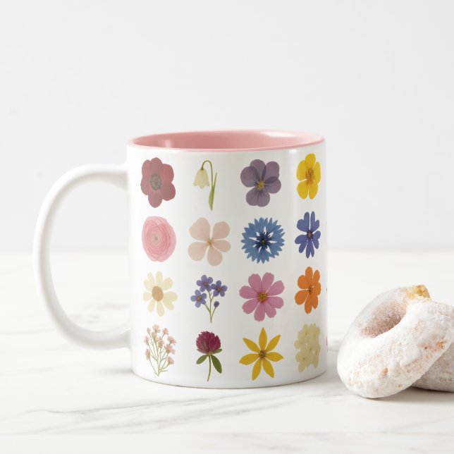 Blume Power Zweifarbige Tasse (Mit Donut)