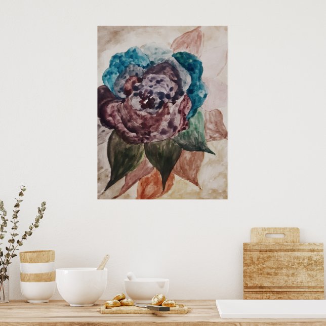 Blume Princess Pastell Navy Blush Pink Blues Poster (Küche)