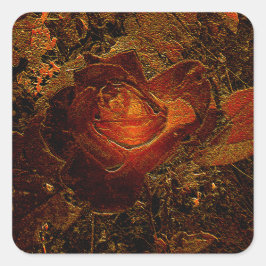 Blume Print Orange Burst Rose Quadratischer Aufkleber