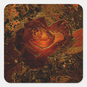Blume Print Orange Burst Rose Quadratischer Aufkleber