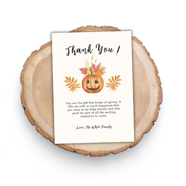 Blume Pumpkin Halloween Herbstdusche Dankeskarte (Flower Pumpkin Halloween Fall Baby Shower Thank You Card)
