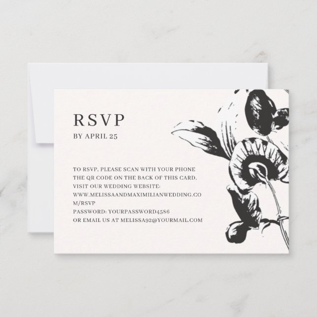 Blume QR-Code Online-Hochzeit RSVP (Vorderseite)