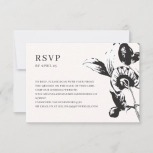 Blume QR-Code Online-Hochzeit RSVP Karte