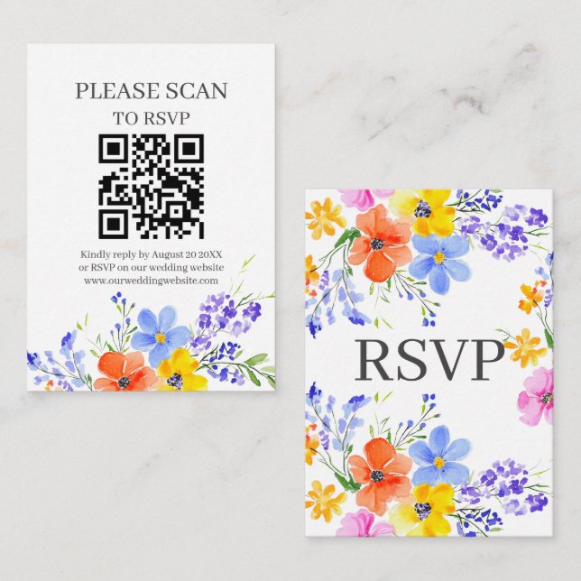 Blume QR Code und UAWG Wedding Begleitkarte (Vorne/Hinten)