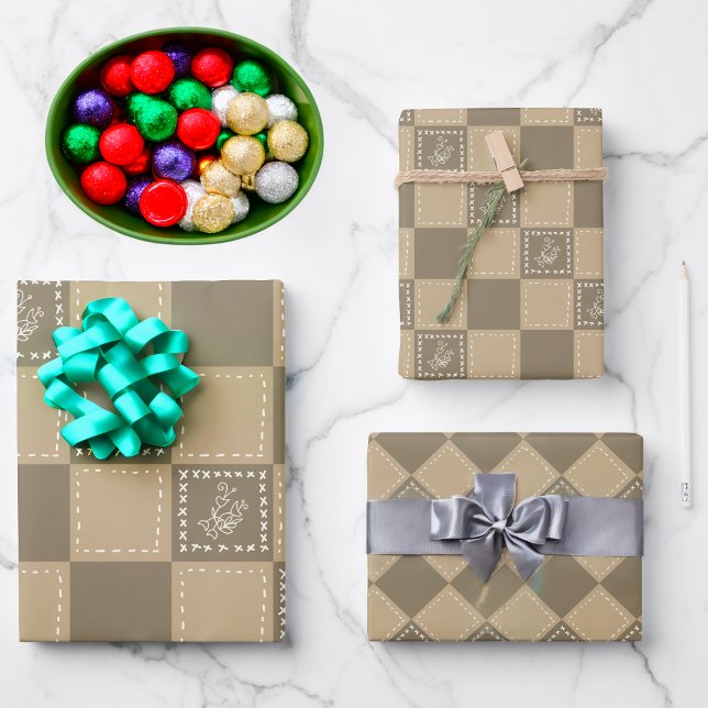 Blume-Quadrate der Mosaikdoodle Geschenkpapier Set (Von Creator hochgeladen)