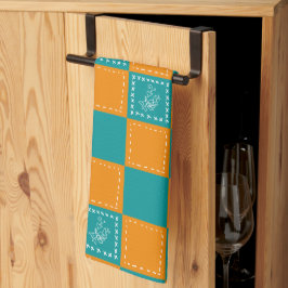 Blume-Quadrate der Mosaikdoodle Geschirrtuch