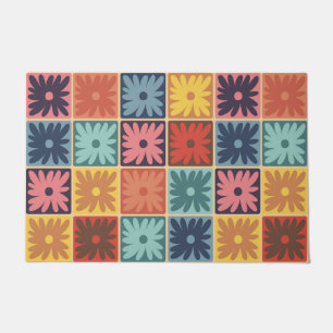 Blume-Quadrate für Retro-70er Fußmatte
