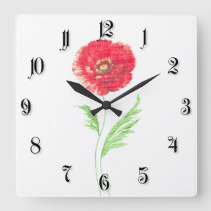 Blume Quadratische Wanduhr